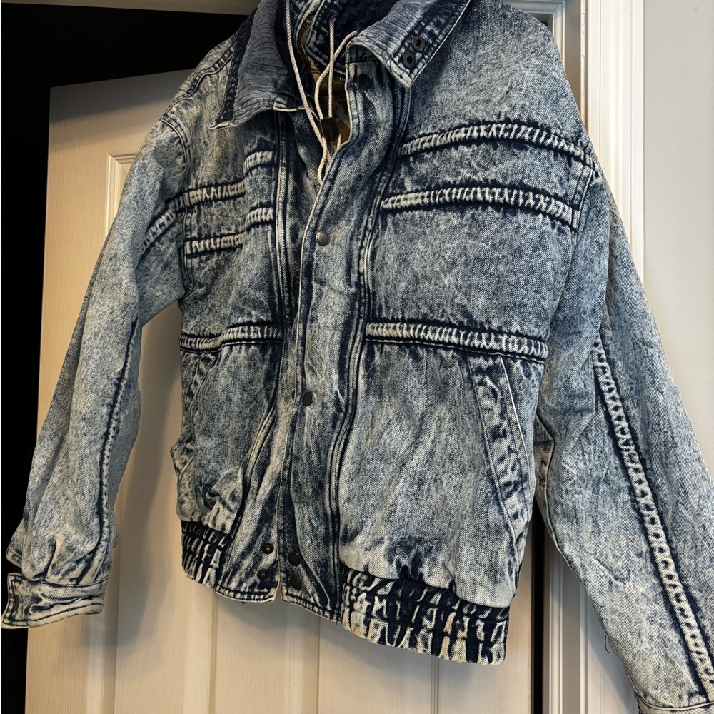 Men's Blue Acid Wash Bomber Jacket